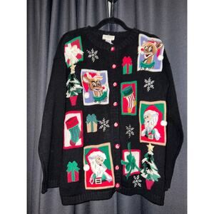 Ugly Christmas Sweater Xmas Cardigan Vintage Size Medium Rudolph